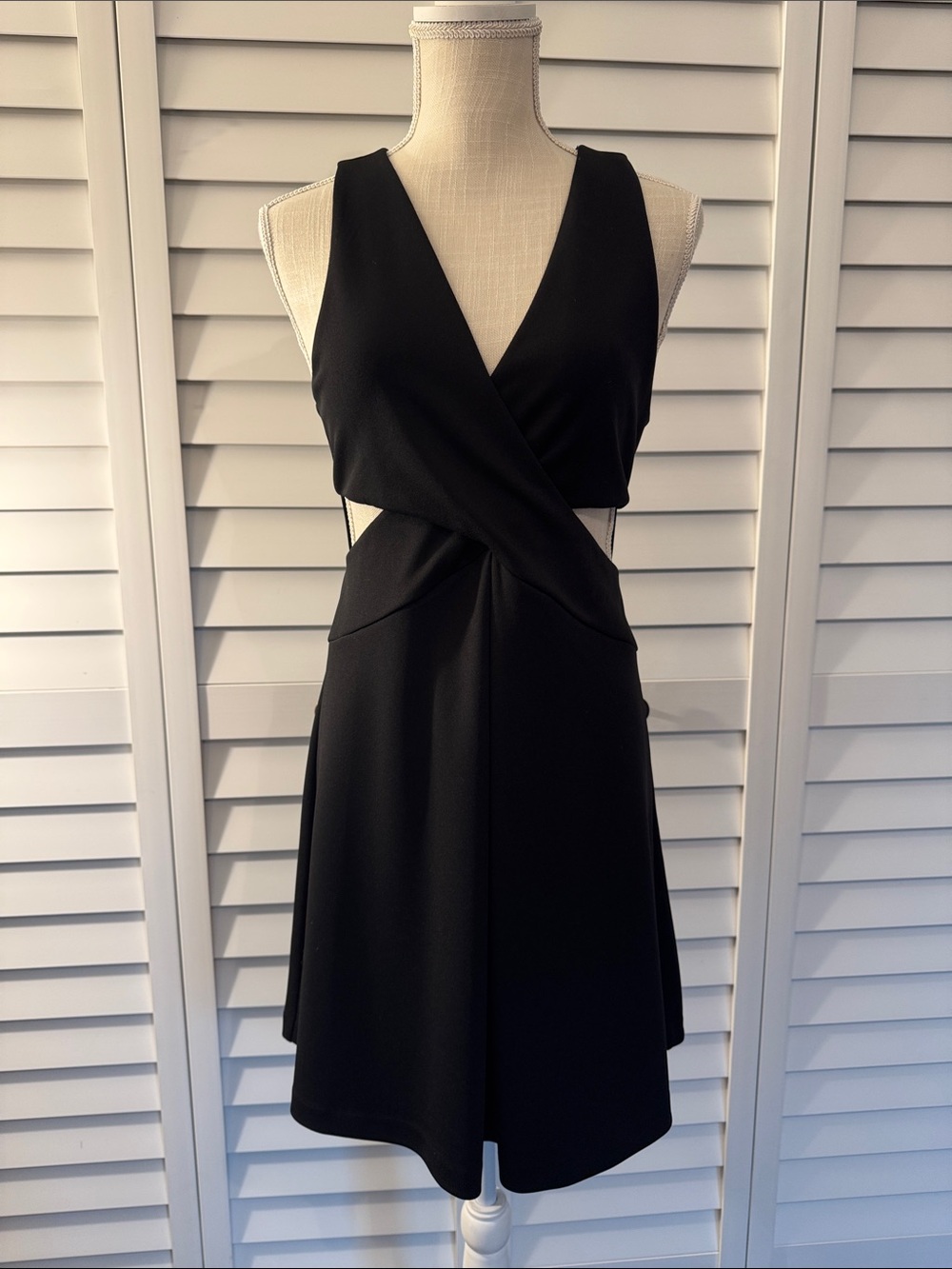 Express Black Sleeveless V-Neck, Cut-Out Dress
